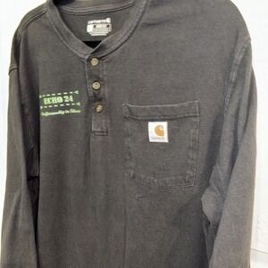 Carhartt Echo 24 Shirt Mens Large Black 100% Cotton Logo Long Sleeve Tee